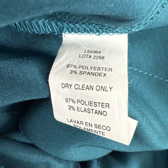 Xscape Strapless Mini Dress Size 4 Teal Satin Drape Wrap Cocktail Homecoming - Picture 10 of 16